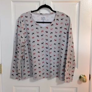 Croft & Barrow long sleeve Top, Grey Top with Small Dogs all over, Size XL